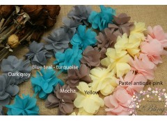 Peonies Chiffon Flower Trim (LARGE)  (Pack of 6)